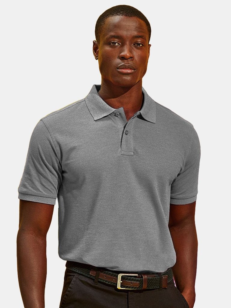 Mens Plain Short Sleeve Polo Shirt - Heather