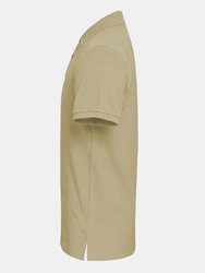 Mens Plain Short Sleeve Polo Shirt - Natural