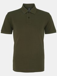 Mens Plain Short Sleeve Polo Shirt - Olive - Olive