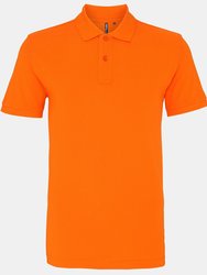 Mens Plain Short Sleeve Polo Shirt - Orange - Orange