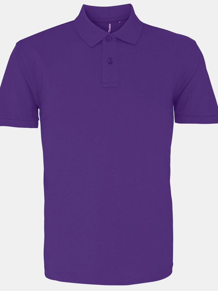 Mens Plain Short Sleeve Polo Shirt - Purple - Purple