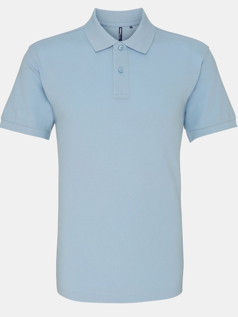 Mens Plain Short Sleeve Polo Shirt - Sky - Sky
