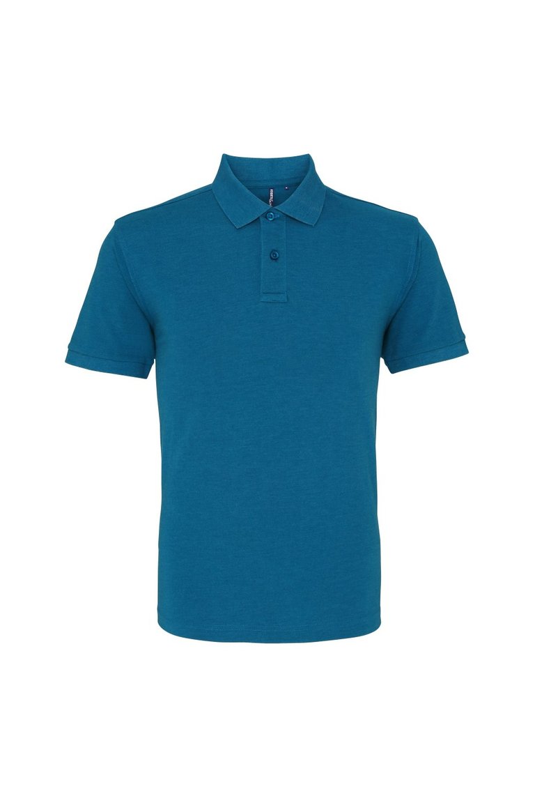 Mens Plain Short Sleeve Polo Shirt - Teal Heather - Teal Heather