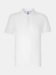 Mens Plain Short Sleeve Polo Shirt - White - White