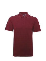 Mens Short Sleeve Performance Blend Polo Shirt (Burgundy) - Burgundy