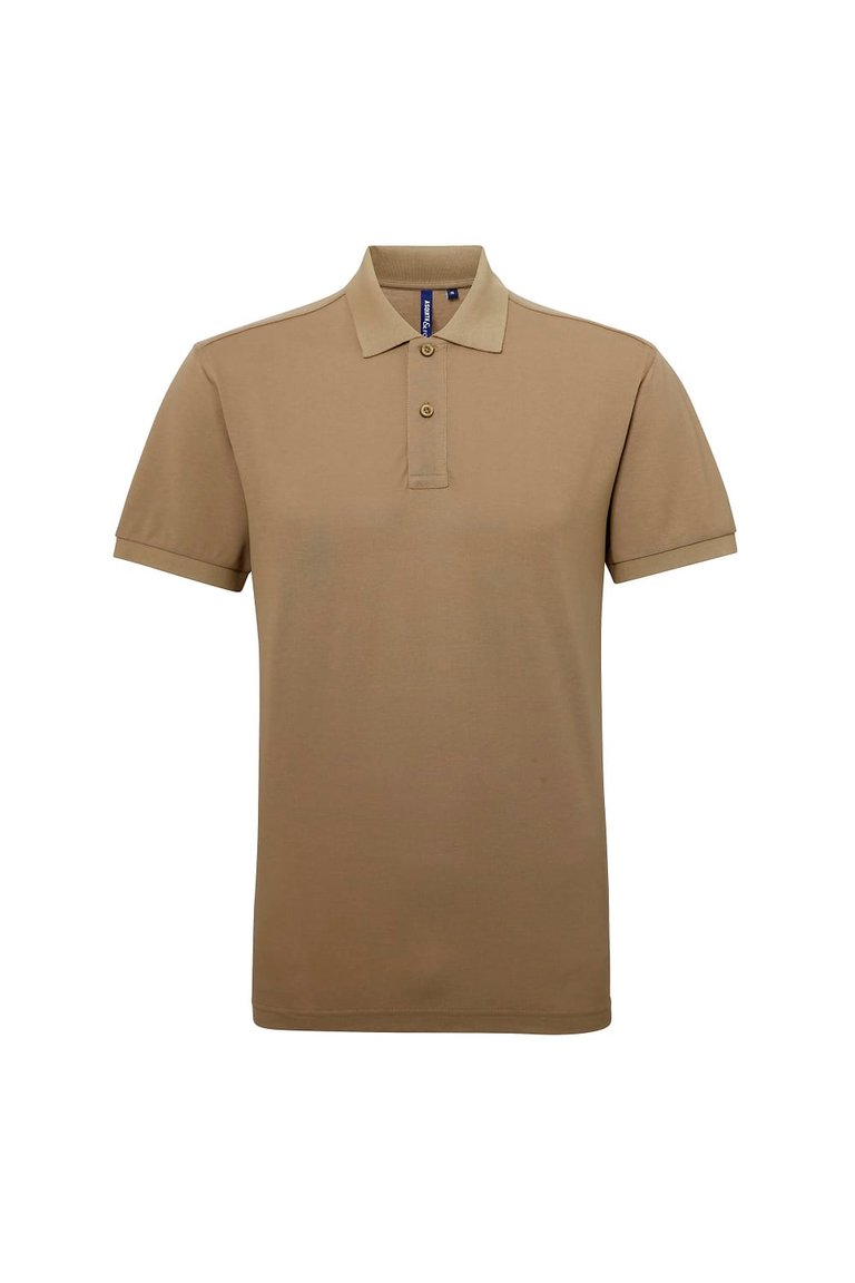 Mens Short Sleeve Performance Blend Polo Shirt (Khaki) - Khaki