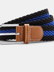 Mens Two Color Stripe Braid Stretch Belt - Black/Royal - Black/Royal