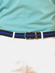 Mens Two Color Stripe Braid Stretch Belt - Black/Royal