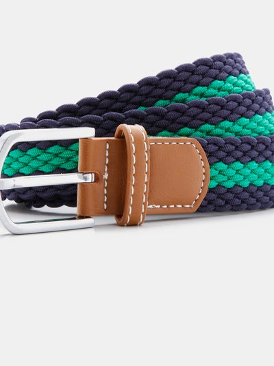 Asquith & Fox Mens Two Color Stripe Braid Stretch Belt - Navy/Kelly product