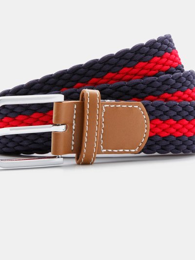Asquith & Fox Mens Two Color Stripe Braid Stretch Belt - Navy/Red product
