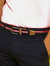Mens Two Color Stripe Braid Stretch Belt - Navy/Red