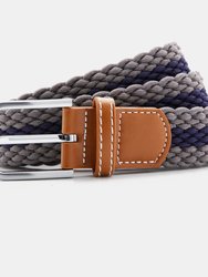 Mens Two Color Stripe Braid Stretch Belt - Slate/Navy - Slate/Navy