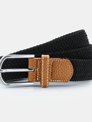 Mens Woven Braid Stretch Belt - Black - Black