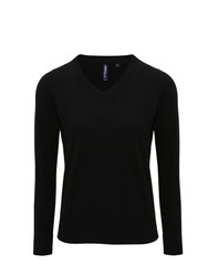 Womens/Ladies V-Neck Sweater - Black