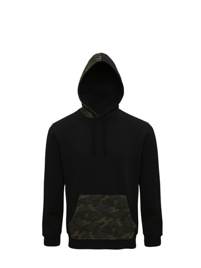 Asquith & Fox Mens Camo Trimmed Hoodie - Black/Green Camo product