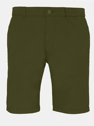 Mens Casual Chino Shorts - Olive - Olive