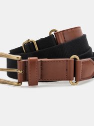 Mens Faux Leather And Canvas Belt - Black - Black