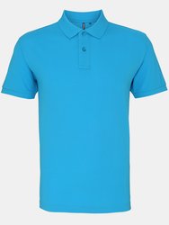 Mens Plain Short Sleeve Polo Shirt - Turquoise - Turquoise