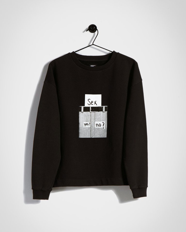 Sex Yes No Sweatshirt/Terry - Black