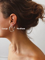 Crescent Hoop Earrings In Silver, Large