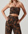 Allene Ruched Halter Top - Black/Rust Print