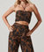 Allene Ruched Halter Top - Black/Rust Print