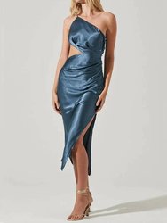 Asymmetrical Slip Dress - Blue