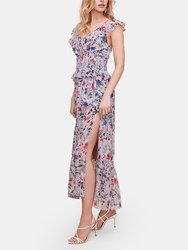 Double V-Neck Flutter Midi Dress 