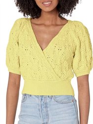 Elowen Short Sleeve Loose Knit Sweater - Lime Green