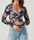 Erica Floral Ruched Top - Black Floral