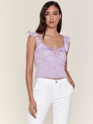 Eva Floral Ruffle Top - Lavender Shadow