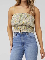 Flora Top In Taupe Yellow Floral - Taupe Yellow Floral