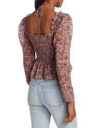 Floral Rouched Long Sleeve Blouse
