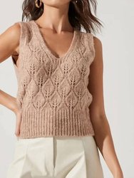 Knit Vest In Taupe - Taupe