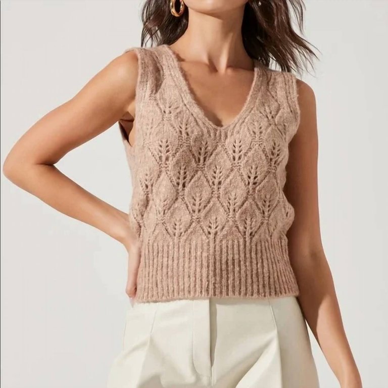 Knit Vest In Taupe - Taupe