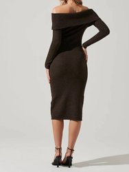 Leona Mesh Midi Sweater Dress In Black