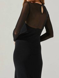 Leona Mesh Midi Sweater Dress In Black
