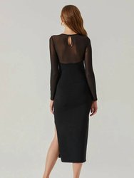 Leona Mesh Midi Sweater Dress In Black