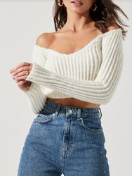 Mallory Cropped Sweater In Cream