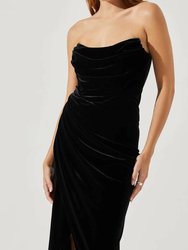 Meghan Velvet Midi Dress In Black