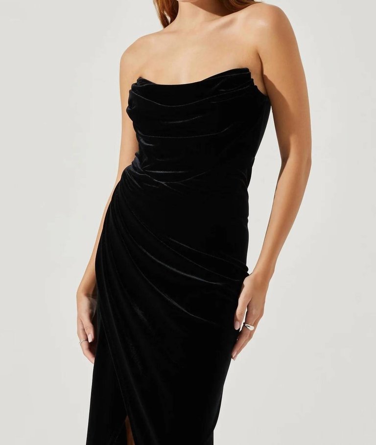 Meghan Velvet Midi Dress In Black