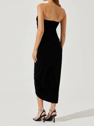 Meghan Velvet Midi Dress In Black