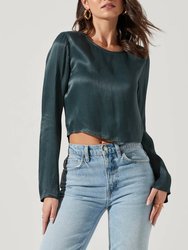 Petra Satin Chain Link Top In Dark Green - Dark Green