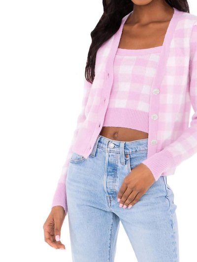 ASTR the Label Picnic Cardigan Set In Pink White Plaid product