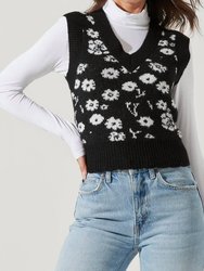 Primrose V Neck Vest - Black White