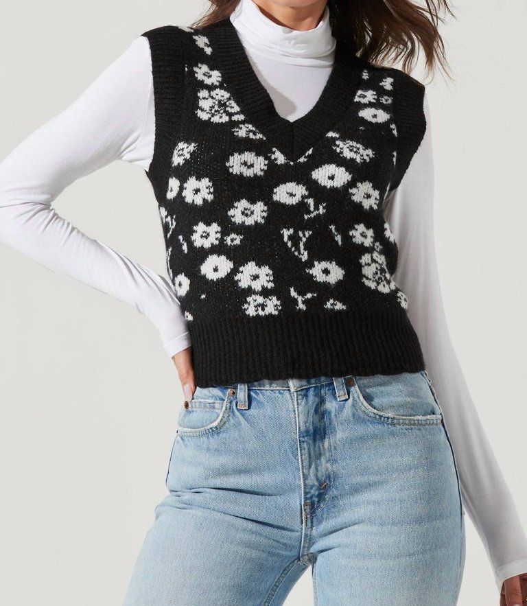 Primrose V Neck Vest - Black White