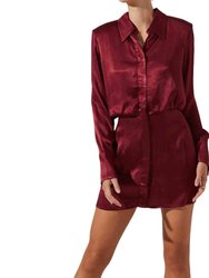 Ruth Satin Shirt Mini Dress - Wine