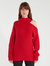 Sepulveda Cold Shoulder Turtleneck Sweater  - Cherry Red