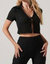 Short Sleeve Double Tie Front Top - Black