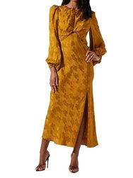 Suzy Floral Cutout Dress In Mustard - Mustard